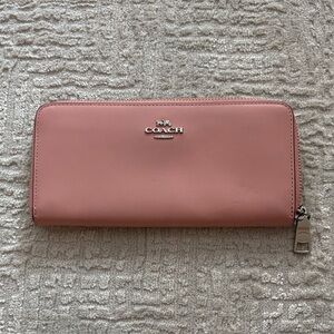 Coach Peony Smooth Slim Accordion Zip Wallet with Silver Hardware